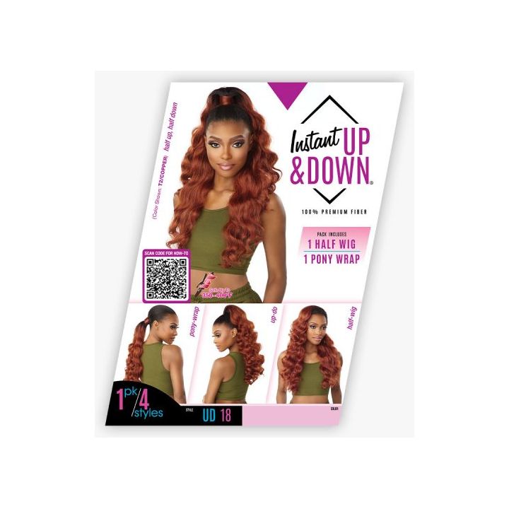 Sensationnel Instant Up & Down Synthetic Ponytail & Half Wig- UD 18