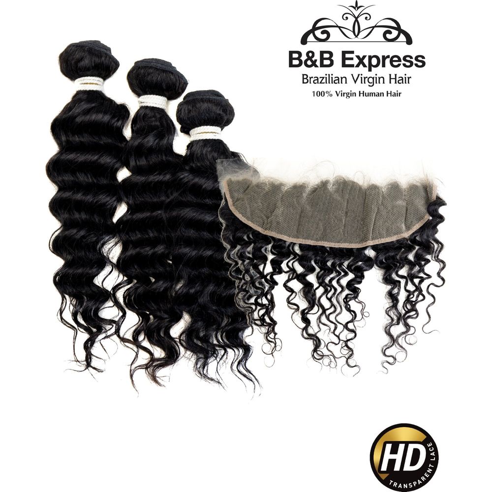 B & B Express 100% Human Hair Multipack Bundles + 13x4 Closure - Deep