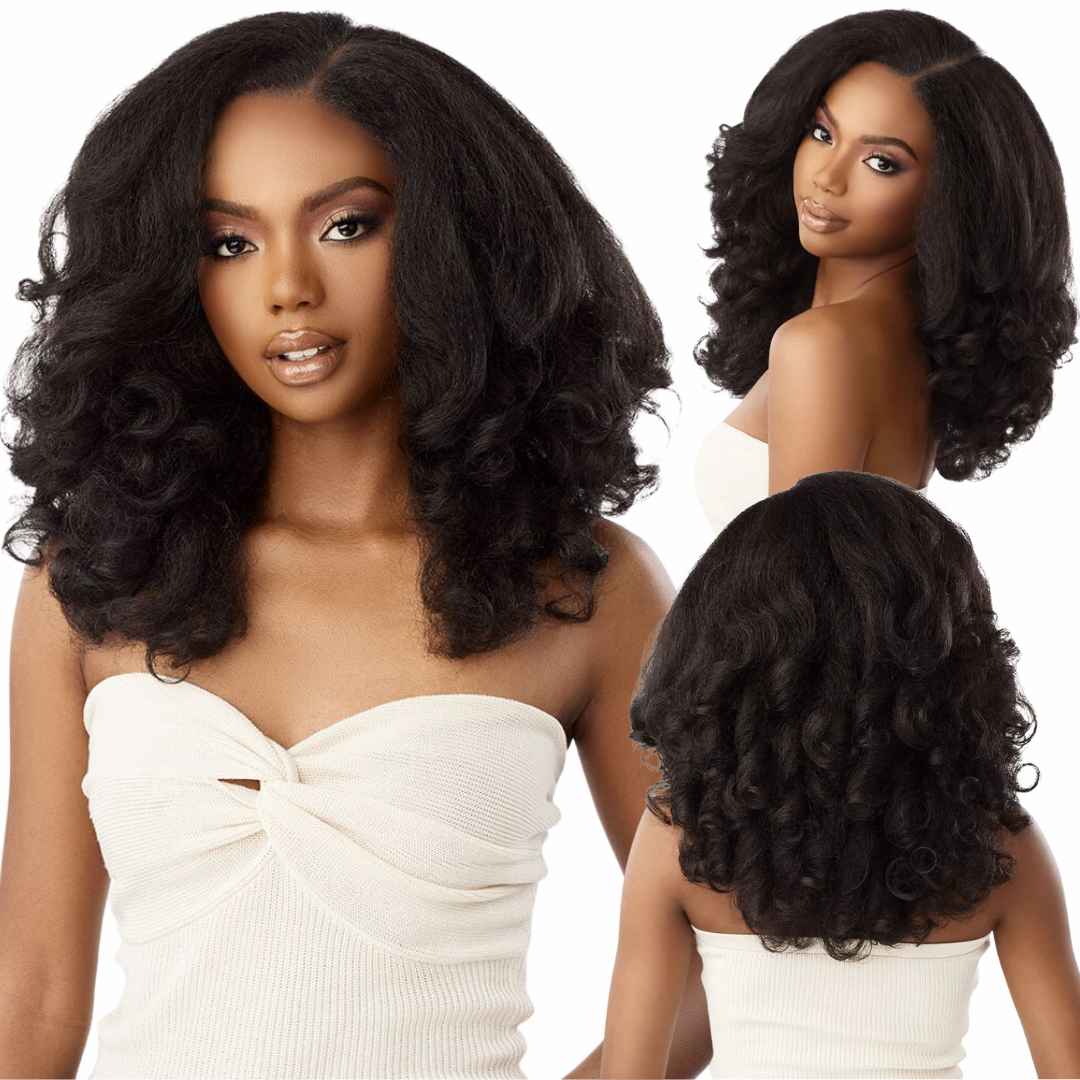 Sensationnel Curls Kinks & Co Kinky Edges Y-Part Synthetic HD Lace Front Wig - Kinky Roller Set 16"