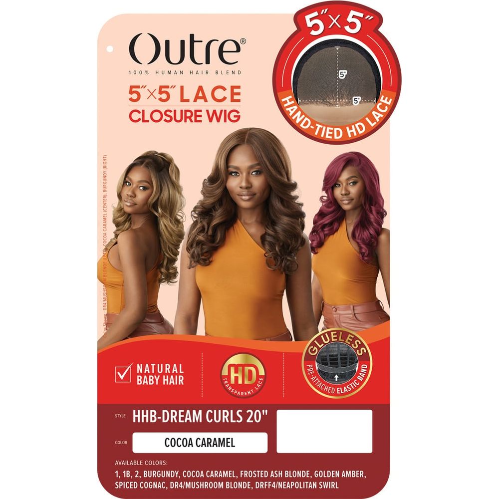 Outre 100% Human Hair Blend 5x5 HD Lace Closure Wig - Dream Curls 20" - Beauty Exchange Beauty Supply