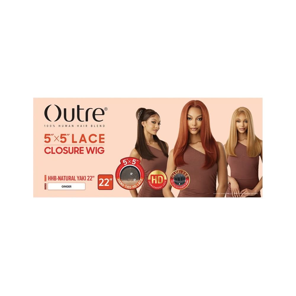 Outre 100% Human Hair Blend 5x5 HD Lace Closure Wig - Natural Yaki 22" - Beauty Exchange Beauty Supply