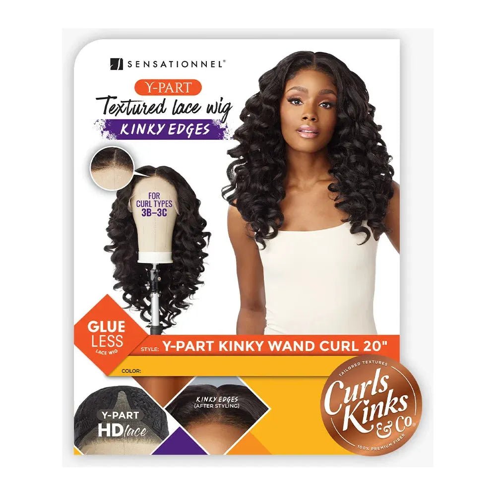 Sensationnel Curls Kinks & Co Kinky Edges Y Part HD Lace Wig - Kinky Wand Curl 20" - Beauty Exchange Beauty Supply