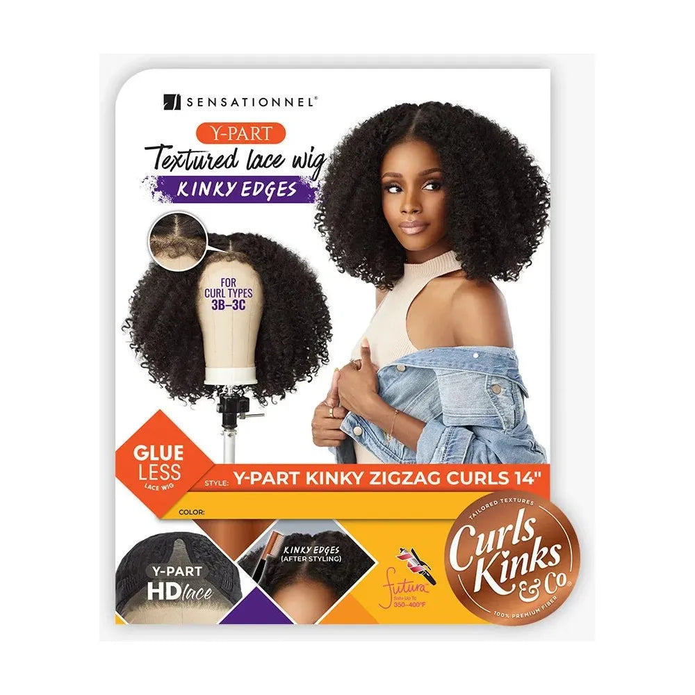 Sensationnel Curls Kinks & Co Kinky Edges Y Part HD Lace Wig - Kinky Zigzag Curls 14" - Beauty Exchange Beauty Supply