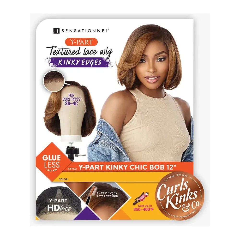 Sensationnel Curls Kinks & Co Kinky Edges Y - Part Synthetic HD Lace Front Wig - Kinky Chic Bob 12" - Beauty Exchange Beauty Supply