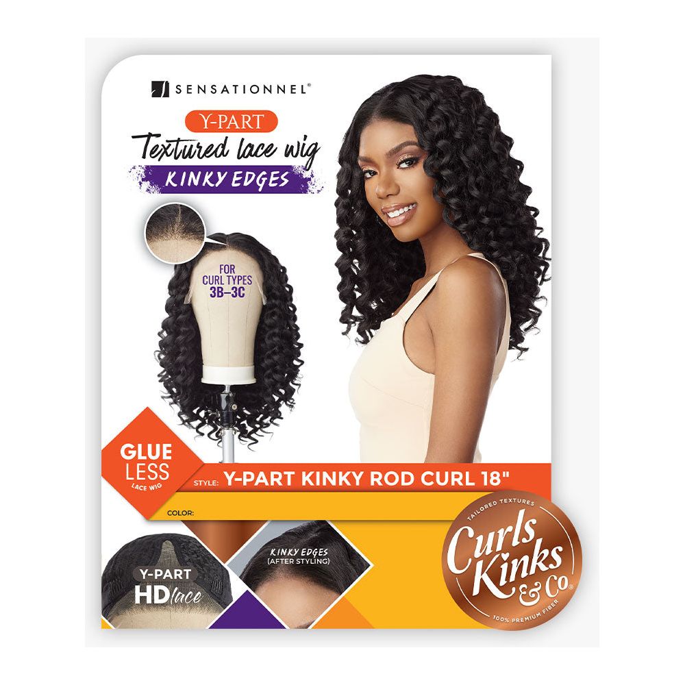 Sensationnel Curls Kinks & Co Kinky Edges Y - Part Synthetic HD Lace Front Wig - Kinky Rod Curl 18" - Beauty Exchange Beauty Supply