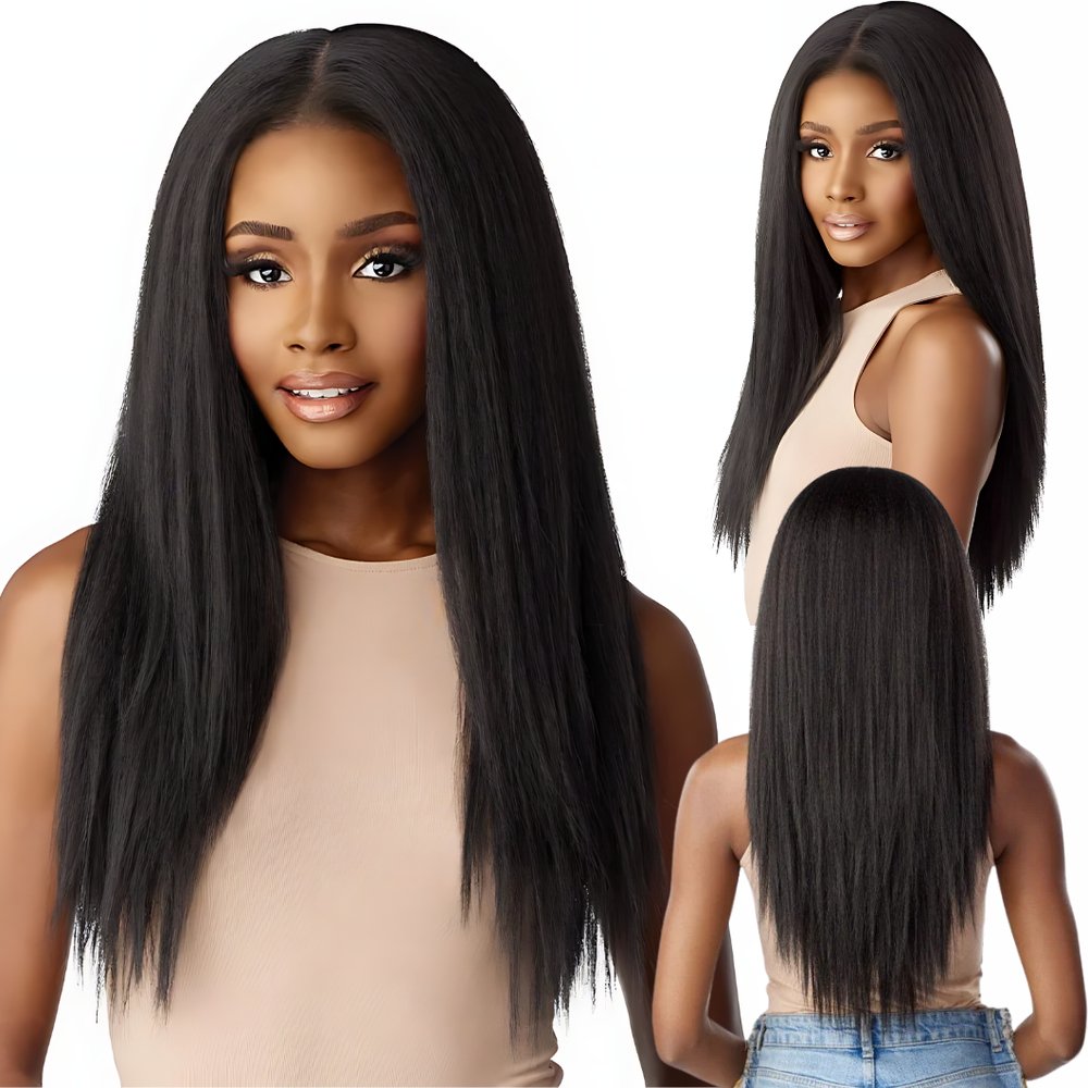 Sensationnel Curls Kinks & Co Kinky Edges Y - Part Synthetic HD Lace Front Wig - Kinky Silk Pressed 26" - Beauty Exchange Beauty Supply