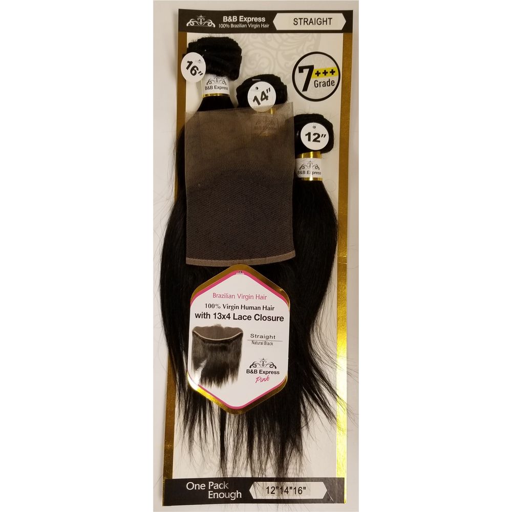 B & B Express 100% Human Hair Multipack Bundles + 13x4 Closure - Strai