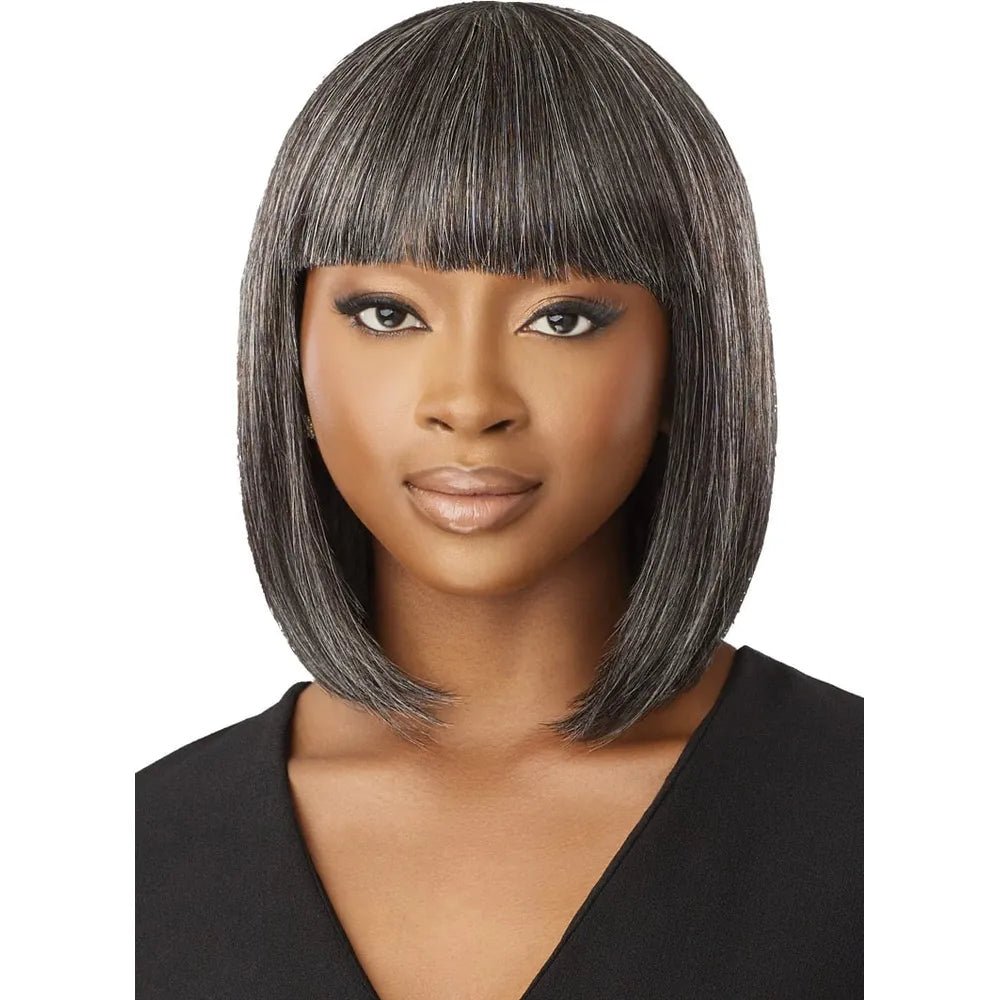 Outre Fab & Fly Cull Cap Wig Gray Glamour Human Hair Full Wig - Deria