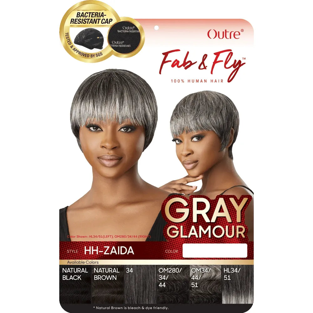 Outre Fab & Fly Cull Cap Wig Gray Glamour Human Hair Full Wig - Zaida - Beauty Exchange Beauty Supply